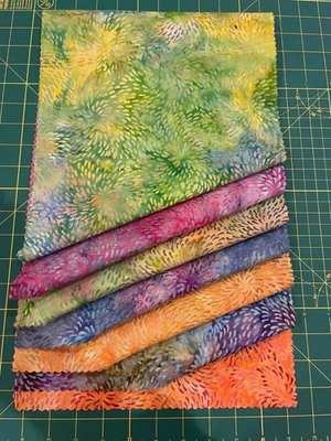 Batik Sample Card - 100% cotton - 7 fabrics - 11"w x  20"l -#210 - Image 1 of 2