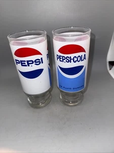 2 bicchieri vintage Pepsi-Cola piedi grandi retro piedistallo - Foto 1 di 3