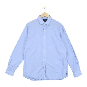 Camicia Ralph Lauren slim fit uomo taglia 17 blu cotone manica lunga - Foto 1 di 14