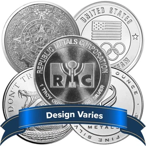 Lot of 5 - 1 Troy oz Silver Round .999 Fine Secondary Market - Picture 1 of 2