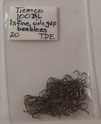 Ganchos 94 Tiemco TMC #100BL tamaño 20 ganchos sin púas ganchos para atar moscas secas código 9 Foto 1 de 2
