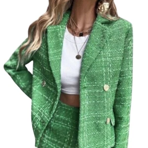 Blazer de tweed Rachel Zoe Kelly verde texturizado talla XS nuevo con etiquetas - Imagen 1 de 9
