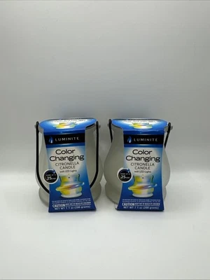 2 Luminite Color Changing Citronella Candle With LED Lights Burns Up To 25Hr - Image 1 of 2