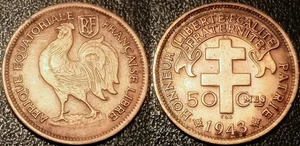 Afrique équatoriale - A.E.F. libre 50 centimes 1943 SA, Prétoria SUP !!! LEC#9 - Picture 1 of 1