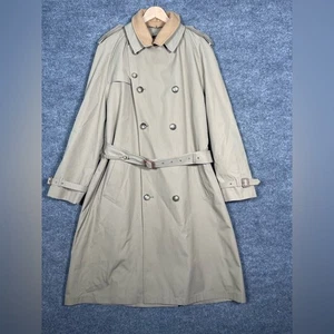 Abrigo de gabardina Brooks Brothers 42 largo de algodón tostado con cinturón forro de lana para hombre - Imagen 1 de 15