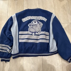 Giacca lana uomo Georgetown Hoyas noce moscata vintage anni 90 grande bomber blu rara - Foto 1 di 14