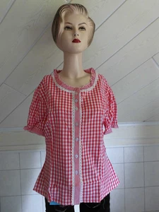 Damen Trachtenbluse - Größe ca. 40 - rot/weiß/kariert - Oktoberfest - Bild 1 von 8