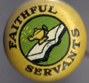Vintage pin FAITHFUL SERVANTS pinback CHRISTIAN button Scripture Lamp BIBLE - Picture 1 of 2