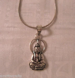Kwan Yin Guanyin Boddhisatva Goddess of Compassion and Mercy Silver Pendant - Picture 1 of 4