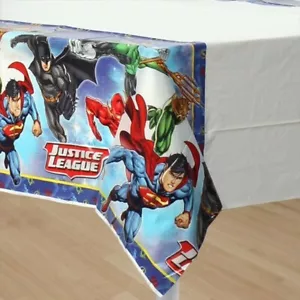 Justice League Party Supplies Plastic Tablecover x1 Superman Batman Flash - Picture 1 of 2