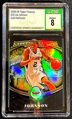 CSG 8 casi nuevo/como nuevo 2008 refractor de oro Joe Johnson #20 Topps Treasury SSP/50 G2377 Foto 1 de 2