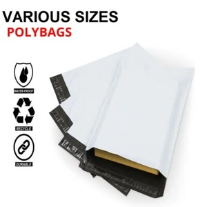 Weiße Versandtaschen gemischte Größen Stark Poly Selbstversiegelnd Kunststoff Postkarte - Bild 1 von 1