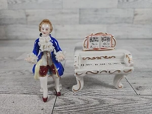 Vintage Volkstedt Dresden Laced Porcelain Piano Musician Figurine Broken Fingers - Picture 1 of 11