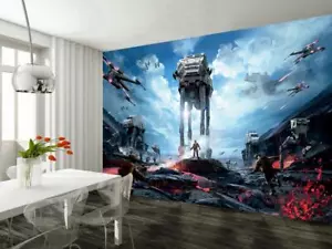 Star Wars Battle Ships Wallpaper Woven Self-Adhesive Wall Art Mural Decal M235 - Picture 1 of 2