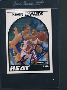 1989/90 Hoops #41 Kevin Edwards Heat Signed Auto *D8443 - Picture 1 of 1