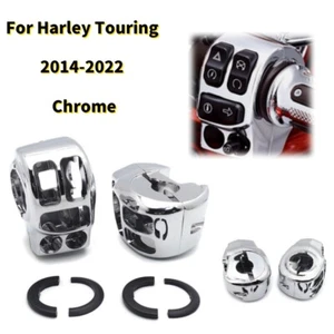 Switch Button Housing Bar Hand Control Pair Chrome For Harley Touring Trike 14+ - Picture 1 of 10