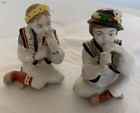 Ukrainian Boy & Girl sitting cross legged  Russian porcelain figurines Vintage