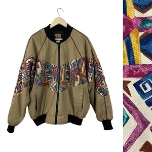 Giacca Bomber Vintage Bee Wild Grande Southwestern Western Cotone Uomo LEGGI - Foto 1 di 22