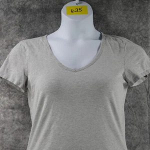 Toad and Co Shirt Womens Medium Gray Organic Cotton Stretch Micro Stripe Logo - Picture 1 of 8