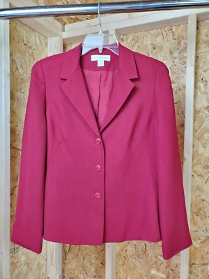Blazer Rojo Talla 10p Por Petite Sophisticate Vintage 3 Botones Completamente Forrado con Dardos Foto 1 de 4
