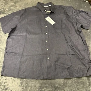 Caribbean Shirt Men 4XB Big Blue Linen Button Up Short Sleeve Beach Hawaiian NEW - Picture 1 of 11