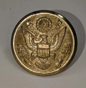 WWII Round Brass Eagle Military Uniform Coat Button Scovill MFG Co. Waterbury - Picture 1 of 7
