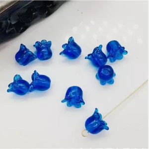 20x Vintage Trumpet Bell Flower Beads Lampwork Glass 10x9mm Pick Color DIY Craft - Picture 1 of 13