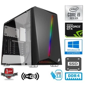 INTEL CORE I9 10900K 5.3GHz 16GB RAM 480G SSD NVIDIA GEFORCE GTX1050Ti GAMING PC - Picture 1 of 10