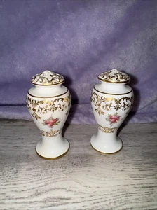 Salero y pimentero Royal Doulton dorado floral patrón raro rosas RA5586 - Imagen 1 de 11