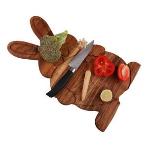 Bunny Shaped Wood Serving Board Easter Cutting Board Kitchen Wooden Charcuterie - Picture 1 of 12