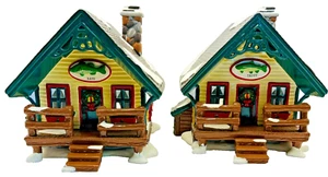 Department 56 Snow Village “Fisherman’s Nook Trout & Bass Cabins" 1994 w/ Lights - Picture 1 of 11