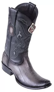 King Exotic GRAY Genuine Ostrich Leg Western Boot Dubai Square Toe D 4790538 - Picture 1 of 2