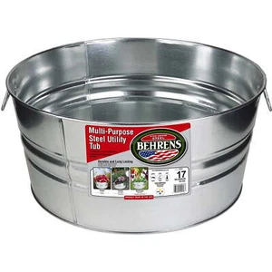 Behrens High Grade Steel 3GS 17 Gal Silver Galvanized Steel Round Tub - Picture 1 of 2