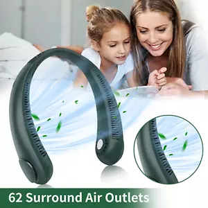Portable USB Rechargeable Bladeless Neck Hanging Fan Air Cooler Air Conditioner - Picture 1 of 34