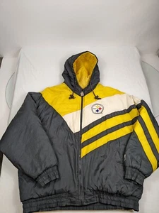 De Colección Pittsburgh Steelers Game Day Chaqueta Puffer Con Capucha Acolchada XL Cremallera Diente de Tiburón - Imagen 1 de 10