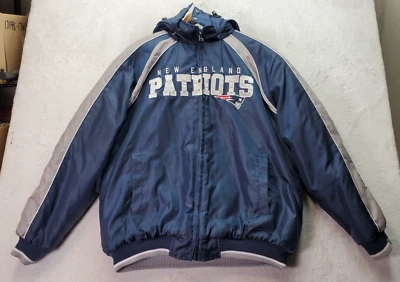 NFL New England Patriots Chaqueta Fútbol Hombre Grande Azul Extraíble Con Capucha Usada en Excelente Condición Foto 1 de 4