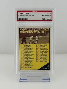 1961 Topps Checklist 1-88 PSA 8 - Bild 1 von 2