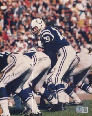 JOHNNY UNITAS BALTIMORE COLTS LIGHT SIGN AUTOGRAPHED 8X10 PHOTO BECKETT AB00011 - Image 1 of 2