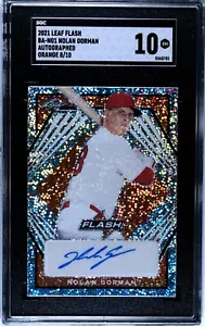 2021 Leaf Flash Nolan Gorman ORANGE /10 AUTOGRAPH AUTO SGC 10 GEM MINT (8/10) - Picture 1 of 2