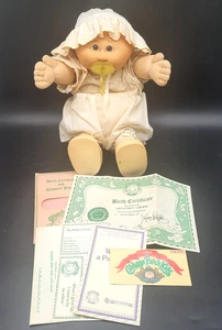 Cabbage Patch Kids 1984 muñeca prematura ojos marrones calvos chupete Gretchen Cherie - Imagen 1 de 7
