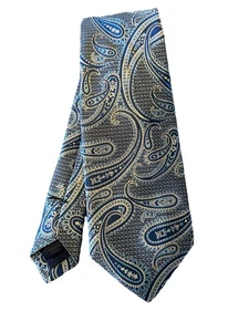 DAVID DONAHUE Men's 100% Silk Necktie Luxury Designer Paisley Blue - Bild 1 von 5