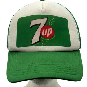 Vintage 7UP Trucker Mütze grün weiß Mesh Snapback Cap von DEBE Retro Soda Logo - Bild 1 von 9