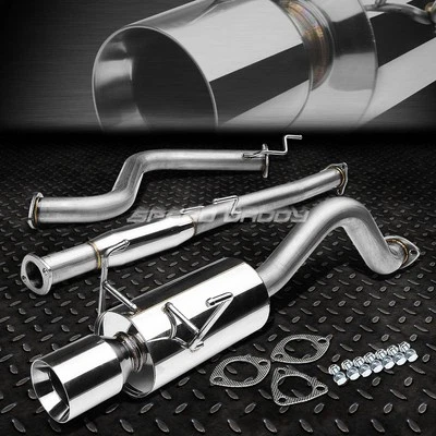 FOR 93-97 HONDA CIVIC DEL SOL EG EH6 4"ROLLED MUFFLER TIP CATBACK EXHAUST SYSTEM - Image 1 of 4