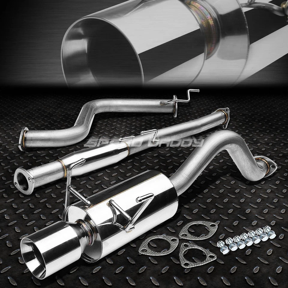 FOR 93-97 HONDA CIVIC DEL SOL EG EH6 4"ROLLED MUFFLER TIP CATBACK EXHAUST SYSTEM — 第 1/4 张图片