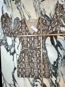 NWT Sage The Label It Girl Midi Tie Dress Snakeskin Print Women’s Size S - Picture 1 of 4