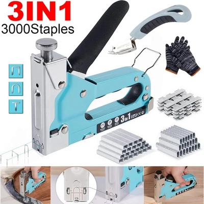 NON-BRAND SHALL Staple Gun Heavy Duty Tacker Stapler Upholstery Nail Gun 3000x Staples UK