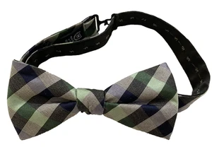 Chaps Pretied Bow Tie Plaid Green Purple Black Adjustable 14 1/2"-20" 100% Silk - Picture 1 of 5
