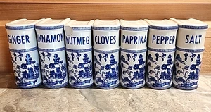Juego de 7 cocteleras vintage de cerámica de sauce azul de Japón - Imagen 1 de 8