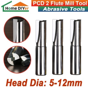 Ø 5mm-12mm PCD 2 Flute Mills Router Bit CNC Milling Tools For Acryli Aluminum - Picture 1 of 48