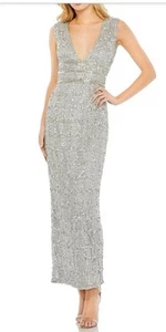 MAC DUGGAL 57701 Beaded Sleeveless Tea Length Sheath Dress Sz 8 $598 - Picture 1 of 4